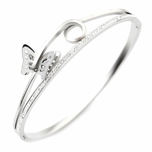 Picture of Welch Women's Welch Stone Detailed Butterfly Women's Stainless Steel Bracelet