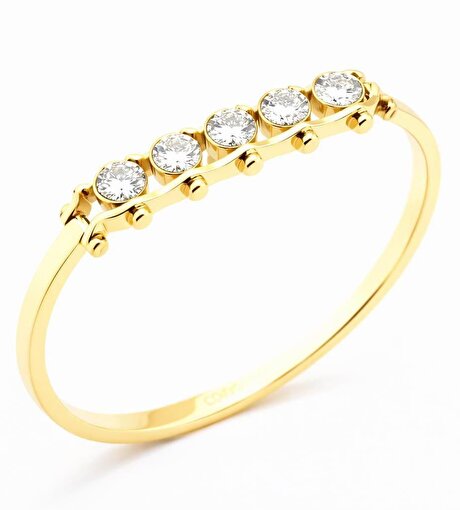 Picture of Welch Women's Welch Gold Five Stone Detailed Stainless Steel Bracelet