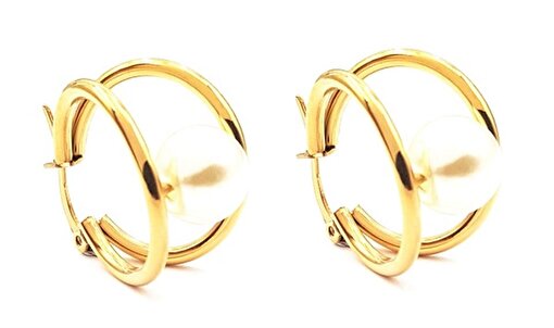 Welch Steel Welch Gold Çelik İncili Küpe. ürün görseli
