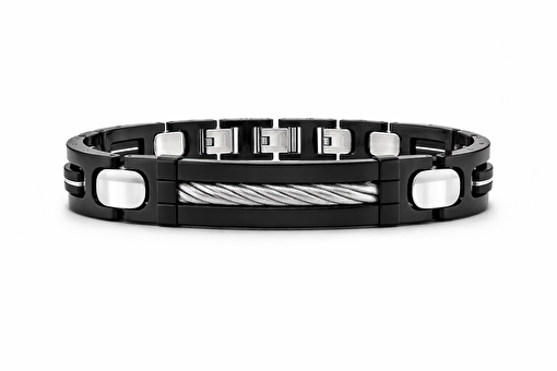 Picture of Welch Men's Welch Black and White Stainless Steel Bracelet