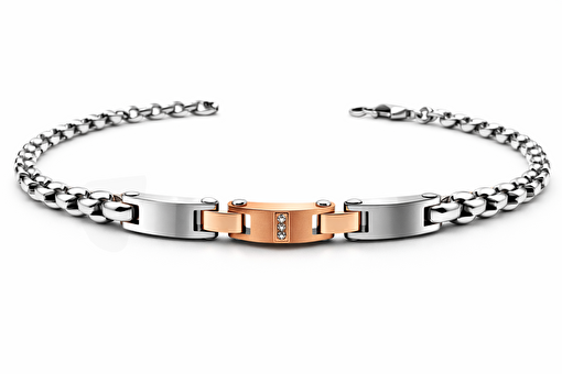 Picture of Welch Steel Welch Chain Rose Stone Detailed Stainless Steel Bracelet