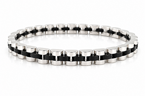 Picture of Welch Steel Welch Black and White Stainless Steel Bracelet