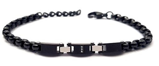 Picture of Welch Steel Welch Black Chain Stone Detailed Stainless Steel Bracelet