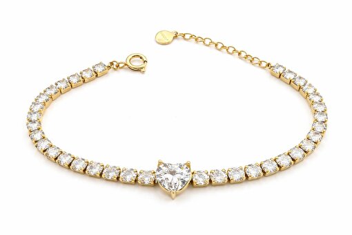 Picture of Welch Steel Welch Gold Stainless Steel Heart Tennis Bracelet