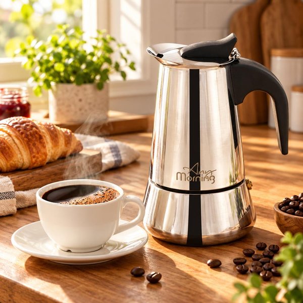 Any Morning Jun-6 Espresso Kahve Makinesi Paslanmaz Çelik Moka Pot 300 Ml. ürün görseli