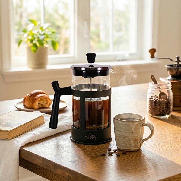 Any Morning 600 ml  French Press, Borosilikat Cam Kahve ve Bitki Çayı Demleme FF084. ürün görseli