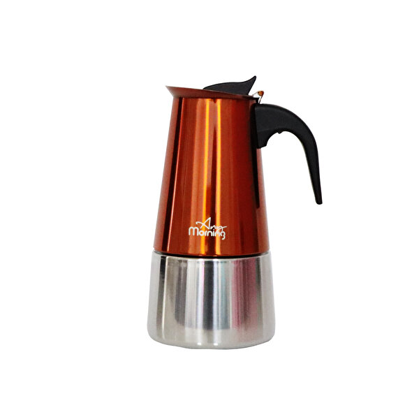 Any Morning FE001-6 Espresso Kahve Makinesi Paslanmaz Çelik İndüksiyonlu Moka Pot 300 Ml Bakır. ürün görseli
