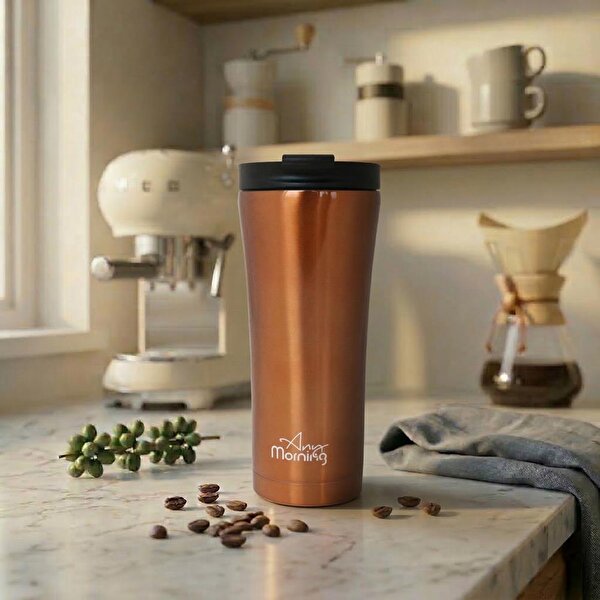 Any Morning 450 ml Paslanmaz Çelik Termos Mug, Sızdırmaz Kapak, Bakır Renkli SI231905. ürün görseli