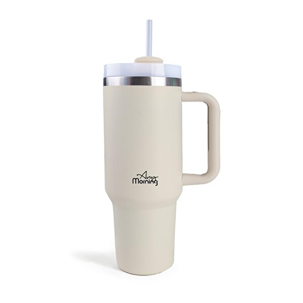 Any Morning Vaha 1200 ml Termos Mug, 3 Kademeli Çevirmeli  Kapak, Krem SI2440217. ürün görseli