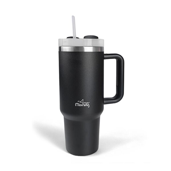 Any Morning Vaha 1200 ml Termos Mug, 3 Kademeli Çevirmeli  Kapak, Siyah SI2440217. ürün görseli