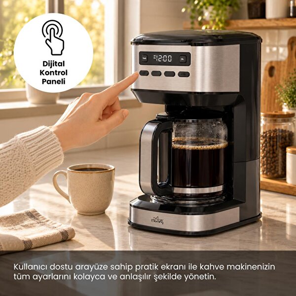 Any Morning SIN2634 Dijital Ekranlı Zaman ve Aroma Ayarlı 1,8 Lt Cam Hazneli Filtre Kahve Makinesi. ürün görseli