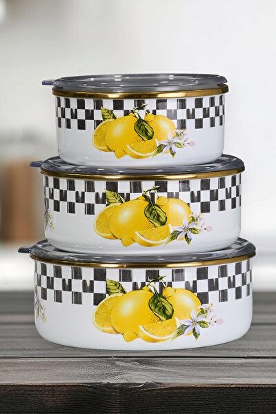 Picture of PR Home Lemon Enamel 3-Piece Storage Set