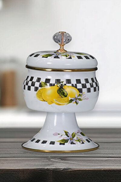 Picture of PR Home Lemon Enamel Footed Candy Dish
