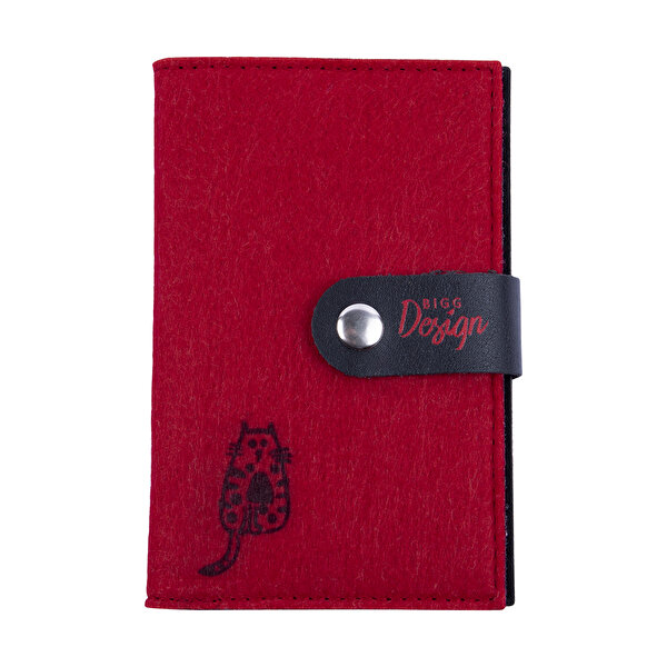 Biggdesign Cats Kırmızı Keçe Pasaport Kabı. ürün görseli