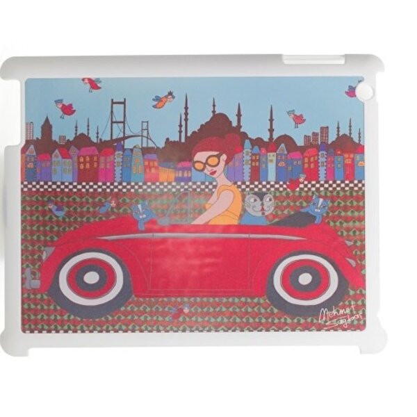 Biggdesign Beyaz Arabalı Kız iPad Kapağı. ürün görseli