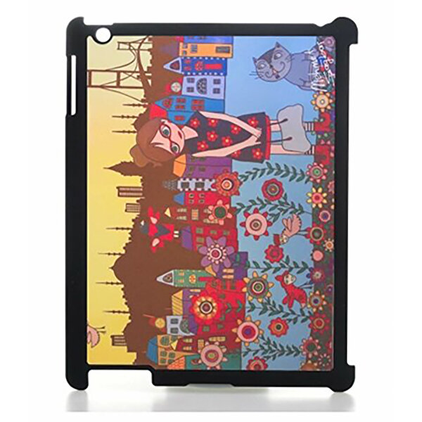 Biggdesign Siyah Çiçekli Kız iPad Kapağı. ürün görseli