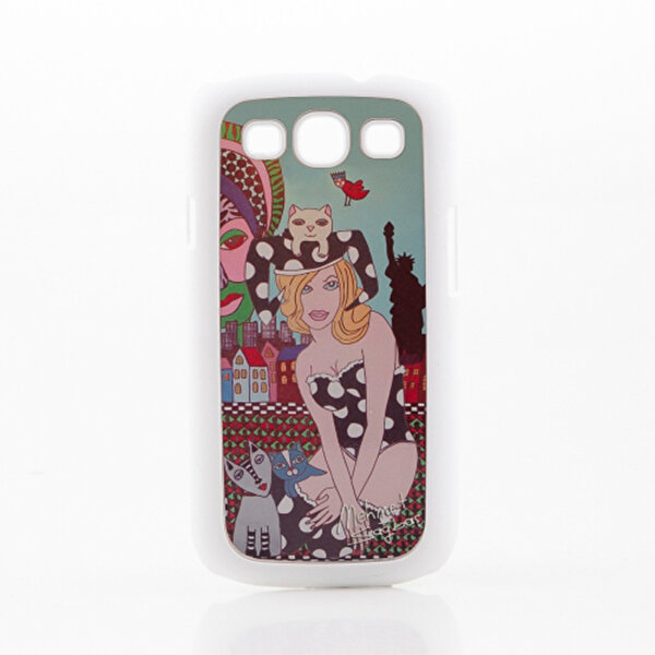 Biggdesign Kedili Kız Beyaz Samsung Galaxy S3 Telefon Kapağı. ürün görseli