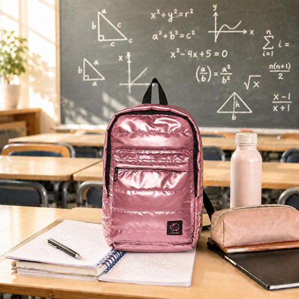 Picture of Biggdesign Moods Up Loved  Kapitone Su Geçirmez Kumaşlı Okul ve Laptop Sırt Çantası Pembe