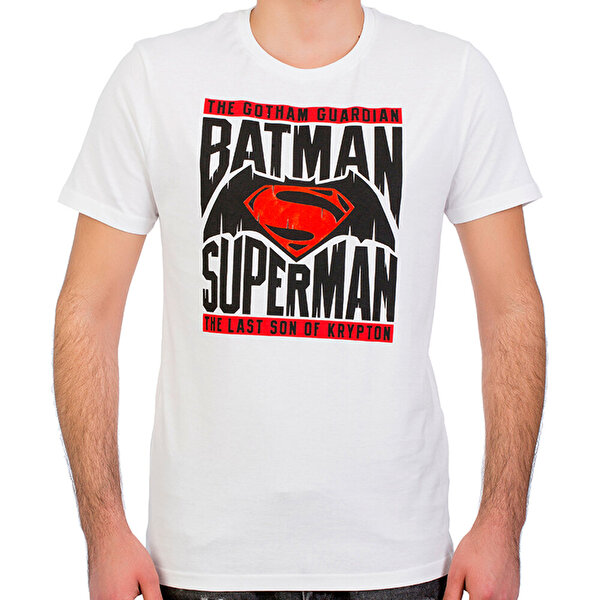 Batman v Superman Beyaz Erkek T-Shirt. ürün görseli