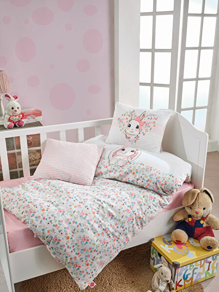 Picture of Cotton Box Girls&Boys Ranforce Duvet Cover Set – Bunny Pink 