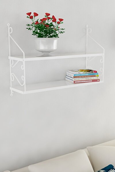 Picture of Decormet Seramoni Raf Seti 2 Raflı 200*720 Metal Beyaz+Ahşa