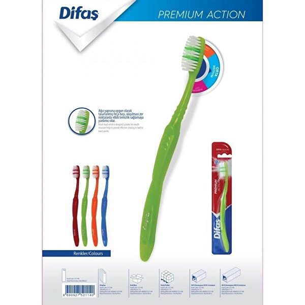 Picture of Difaş Diş Fırçası Orta Sert Premium Action 4'ü 