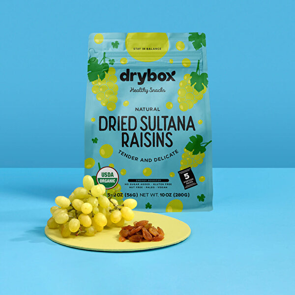 Picture of Drybox Dry Sultana Raisin - ﬂat bottom (5x56=280gr) 10OZ