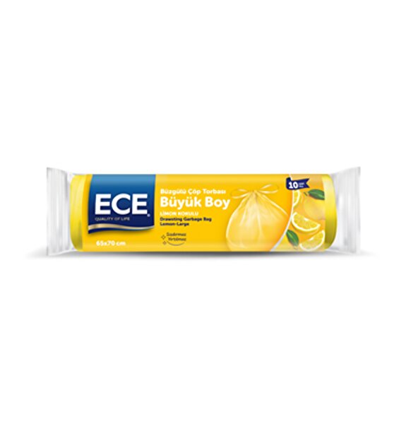Picture of Ece Drawstıng Garbage Bag Lemon Large 65x70cm 10pcs (25)