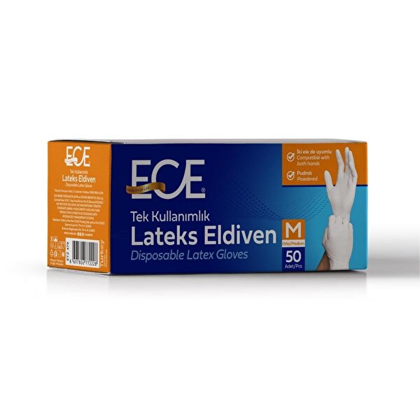 Picture of Ece Dısposable Latex Gloves (M) Medıum 50pcs (12)