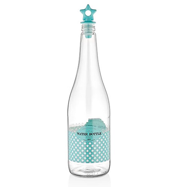 Keep London Life Healty Glassware Serisi  Water Bottle 1 Litre Tıpa Kapaklı Sağlıklı Cam Desenli Şişe. ürün görseli