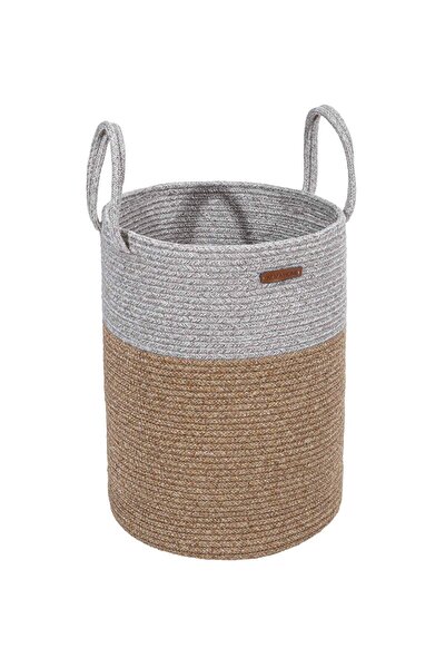 Picture of Koza Home Cesta Handcrafted Cotton Natural Gray Wicker Decorative Basket with Handles 36cm x 42cm