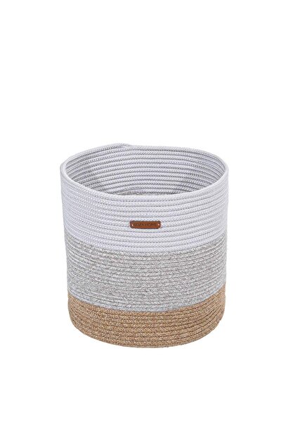 Picture of  Koza Home Cesta Handcrafted Cotton Multi White Gray Natural Wicker Decorative Basket 35cm