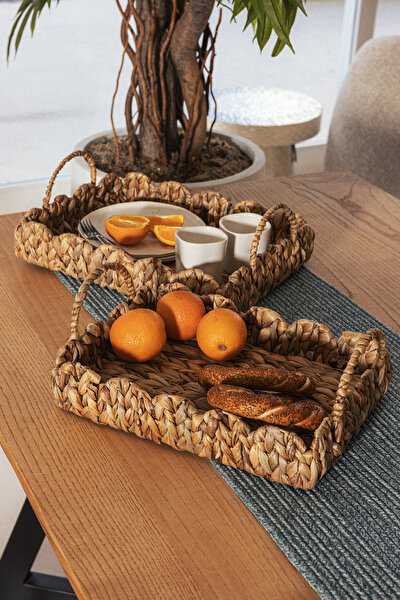 Picture of Koza Home Meander Water Lily Rectangular Handle Decorative Tray 2-Piece Set 5119