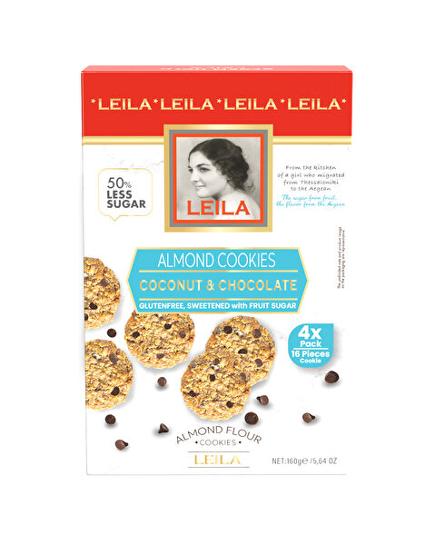 Picture of Leila Almond Cookie Chocolate Chip & Coconut 160 Gr