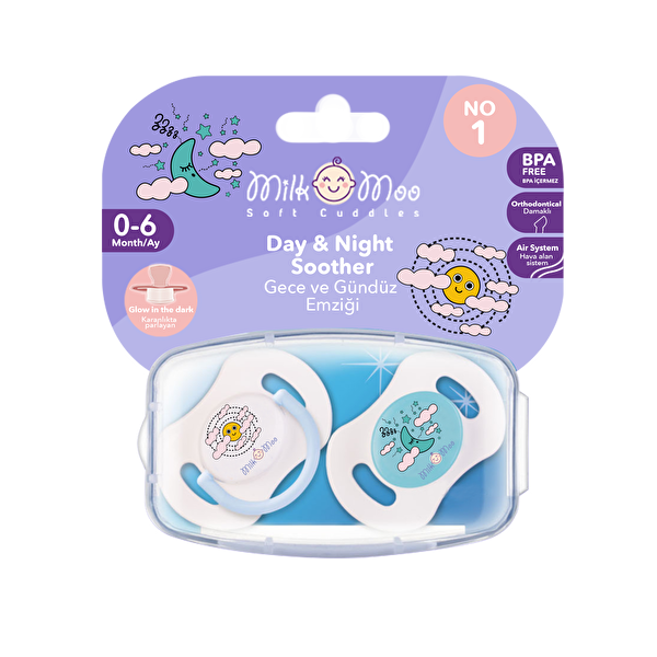 Picture of Milk&Moo Double Day and Night Soother No:1 Blue