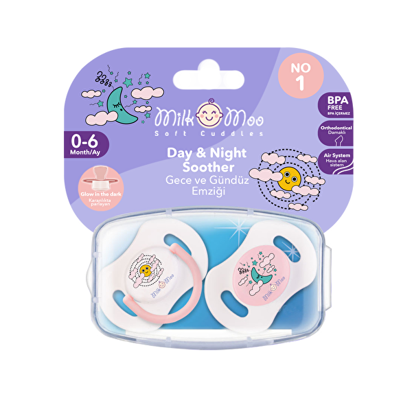 Picture of Milk&Moo Double Day and Night Soother No:1 Pink
