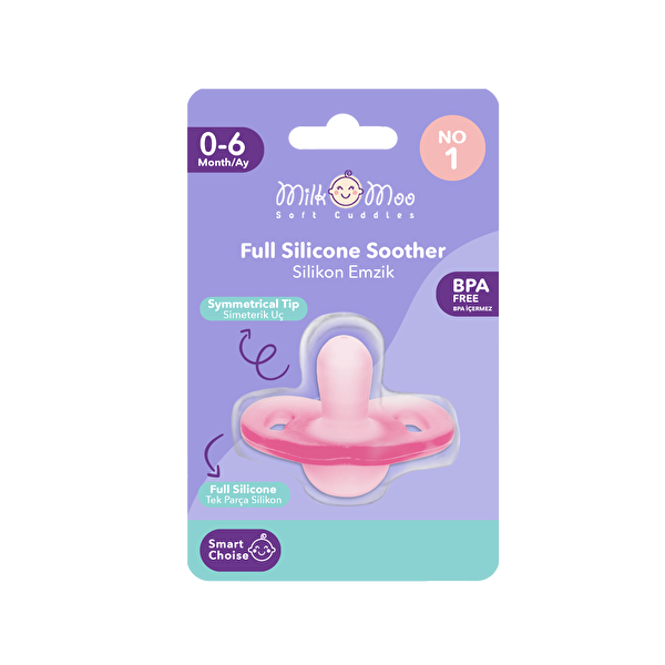 Picture of Milk&Moo Full Silicone Pacifier No:1 Pink