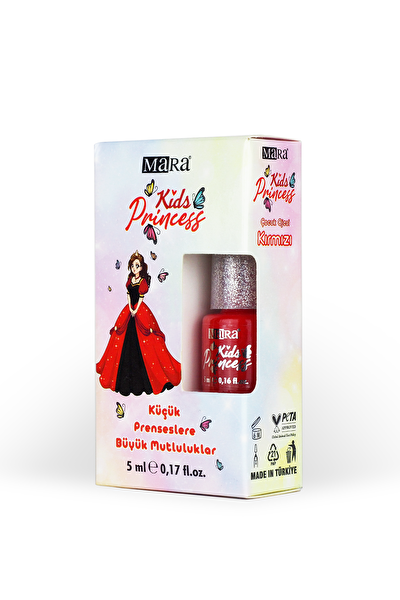 Picture of Mara Princess Washable Water-Based Kids Nail Polish -  Red (With Files As A Gift) 5 Ml.