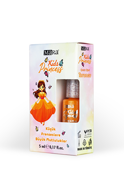 Picture of Mara Princess Washable Water-Based Kids Nail Polish -  Orange (With Files As A Gift) 5 Ml.