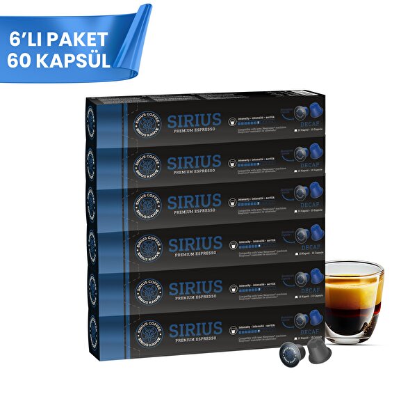 Picture of Sirius Nespresso  Compatible Capsule Coffee 7 Decafeinatto Set Of 6 (60 Capsule)