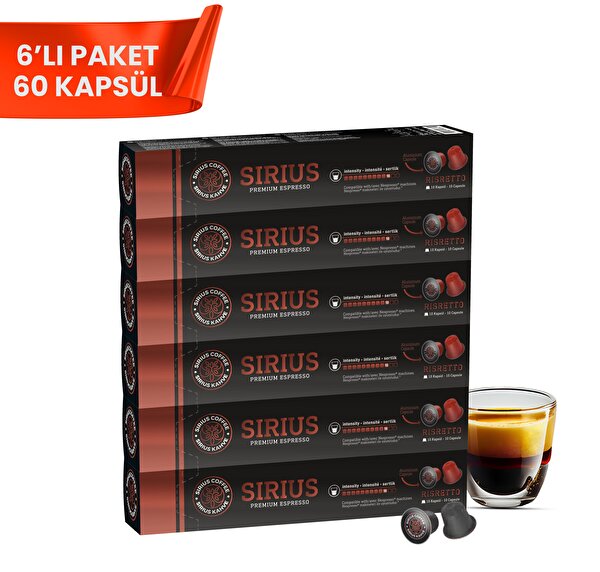 Picture of Sirius Nespresso  Compatible Capsule Coffee 10 Ristretto Set Of 6 (60 Capsule)