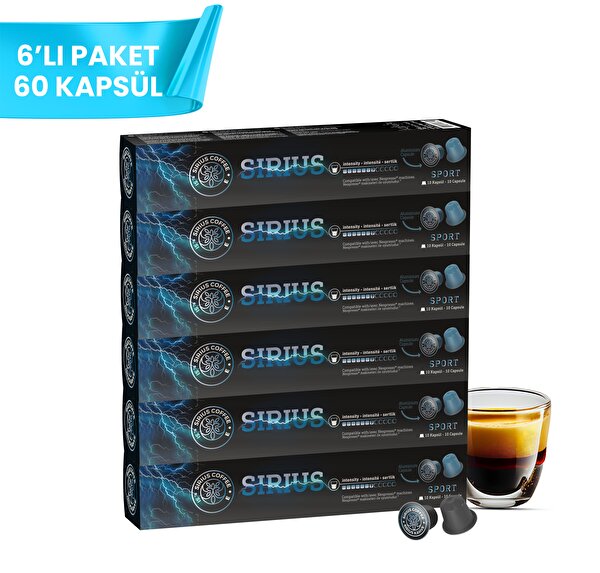 Picture of Sirius Nespresso  Compatible Capsule Coffee 7 Sport Set Of 6 (60 Capsule)