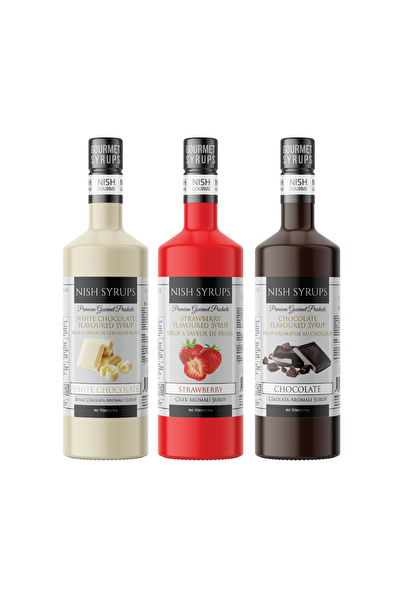 Picture of Nish Chocolate, Strawberry, White Chocolate Syrups Set Of 3 (3x700ml)
