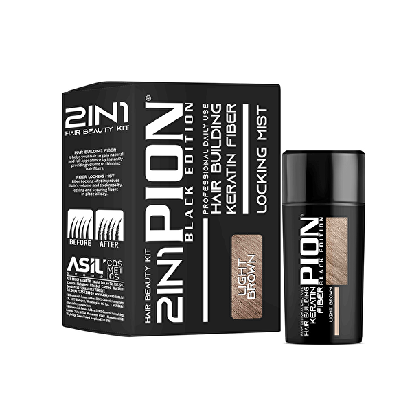 Picture of Pion Hair Building Fiber  & Locking Mist Spray  Set // Light Brown 