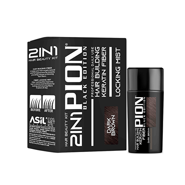 Picture of Pion Hair Building Fiber  & Locking Mist Spray  Set // Medium Brown