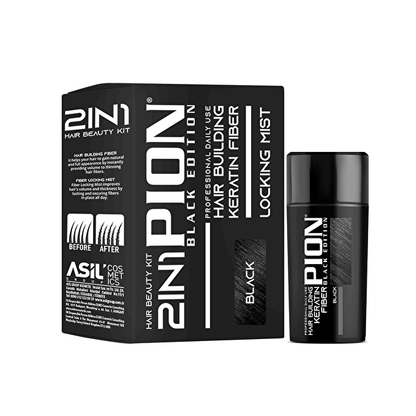 Picture of Pion Hair Building Fiber  & Locking Mist Spray  Set // Black