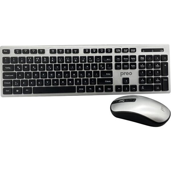 Preo KM06 Zarif Tasarım Kablosuz Klavye Mouse Set Gümüş. ürün görseli