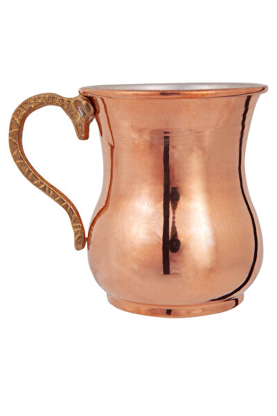 Serenk Kulplu Bakır Kupa, El Dövmesi, Nostaljik Ayran Bardağı, Kalay Kaplamalı, 300 ml. ürün görseli