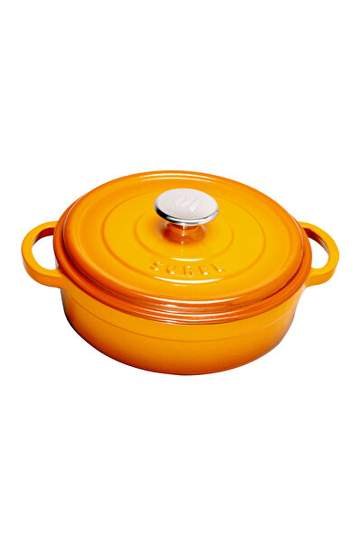 Picture of Sürel Cast iron round shallow casserole   24 cm orange