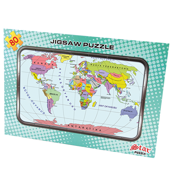 Picture of Star World Map Puzzle - Large Size - 80 Pieces - (29 x 38 cm)
